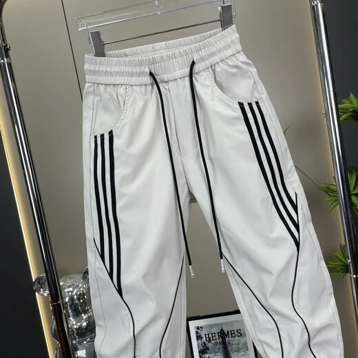 
Feidi Sen Meng's pants for men's summer thin striped casual harem pants for boys loose and trendy versatile ties for men 683 off-white (summer thin style) 34 (recommended 160-170Jin [Jin equals 0.5 kg])