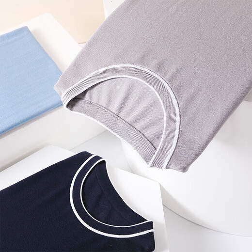 NEWMder Kurzärärmelte-Shirt für Männer 2025 Sommer neu gestrickter Sweater Mode vielseitig rundes Hals lässig halbärmelig oberste Männer High-End-hellblau (Fleckgeschwindigkeit) m [100-120jin [Jin entspricht 0,5 kg]]
