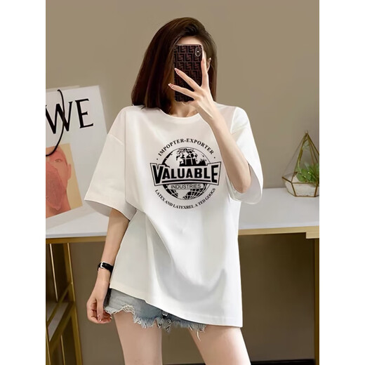With pure YISHION Korean version of fat mm apricot pure cotton short-sleeved T-shirt for women 2025 new summer large-size slimming shoulder half-sleeved top trendy 1047# Navy Blue [Pure Cotton] XL [Suggested 135-155Jin [Jin equals 0.5 kg]]