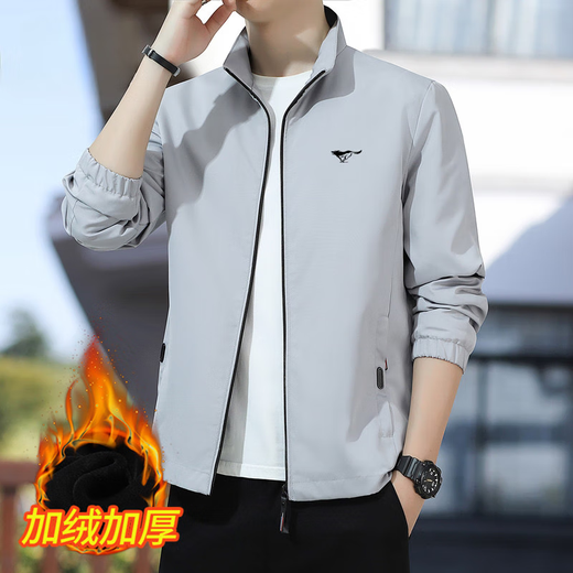 Septwolves Jacket Men's Spring and Autumn New Jacket Men's Velvet Warm Casual Top Q2236 Blue Spring and Autumn Black Velvet One Size 2xl