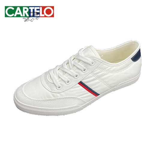 
CARTELO small white shoes for men in summer low top breathable 2025 new Korean version casual thin soft bottom flatbed driving canvas shoes for men white 9272 38