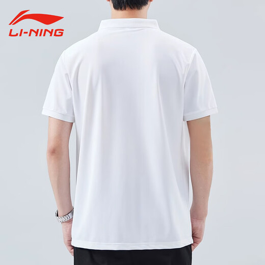 Li Ning badminton polo shirt men's short-sleeved lapel T-shirt 2024 summer new sports cotton breathable casual half-sleeved APLV687-1 white S