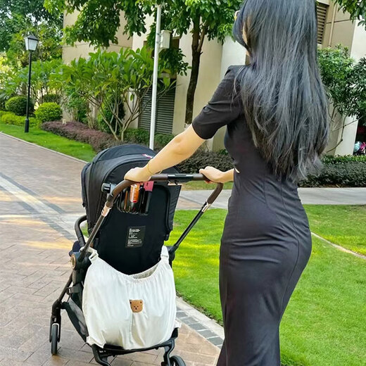 婴儿车挂包韩版婴儿推车收纳挂包外出奶瓶尿布收纳袋遛娃置物储物 黑色松鼠挂袋 尺寸40*70cm