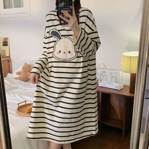 
Xianxiu Spring and Autumn New Sweet Large Size Over-Knee Long Sleeve Night Dress Home Clothing 16863 Cute Three-eyed Cute B 170 M (suitable for 80-100 Jin [Jin equals 0.5 kg])