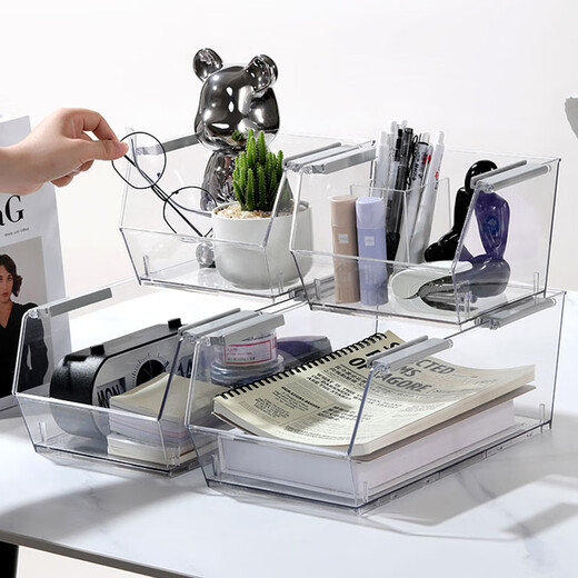 [Good office helper] A4 storage box basket desktop transparent acrylic books document paper book makeup 4876 4877 4878 one each PET high transparency
