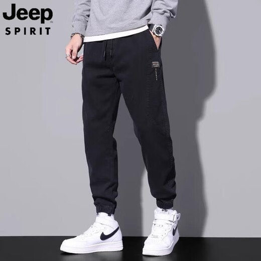 JEEP SPIRIT吉普美式工装牛仔裤男2025夏季宽松束脚哈伦休闲裤子男士春夏 9859军绿色 M