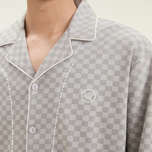 Hengyuanxiang a cuadros Pajamas Pajamas Men y mujeres Caballero de ropa de manga larga de primavera y verano