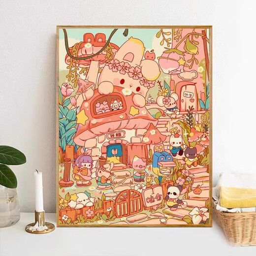 
Jiatuling Milk Farm Digital Oil Painting Super Complex 2024 New Cartoon Diy Coloring Painting Filling Treasure Bay Oil Painting Z695 Milk Fragrance Town Gate 50*65CM DIY Pig Brush + Eight Generations Solid Heart