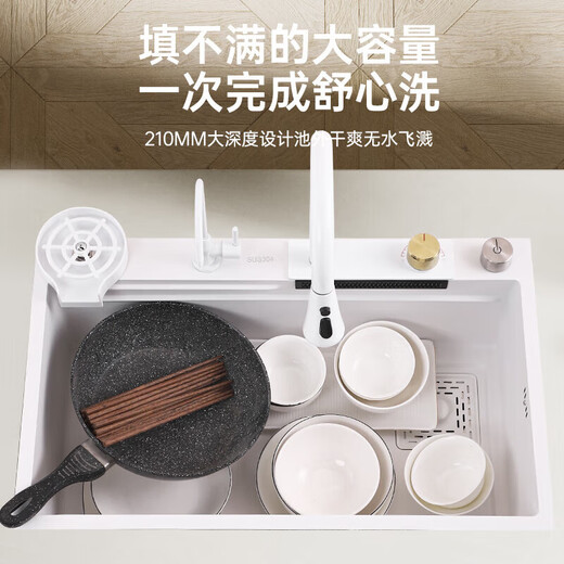 Kohler (KOHLER) stainless steel nano sink large single tank white undercounter basin Raindance waterfall kitchen dishwashing white 68*45 Raindance faucet package A