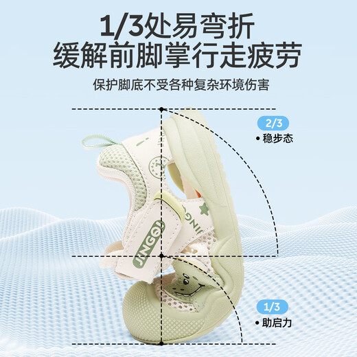 婧麒（JOYNCLEON）宝宝学步鞋2025夏季新款婴儿透气网面机能鞋一岁软底儿童鞋子 绿色 【抗菌升级款】 19 码 内长14.5cm 适合脚长14cm