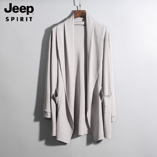 
JEEP SPIRIT summer windbreaker men's mid-length sunscreen men's thin coat spring and autumn handsome cape Korean student jacket trend 9901 cape black M
