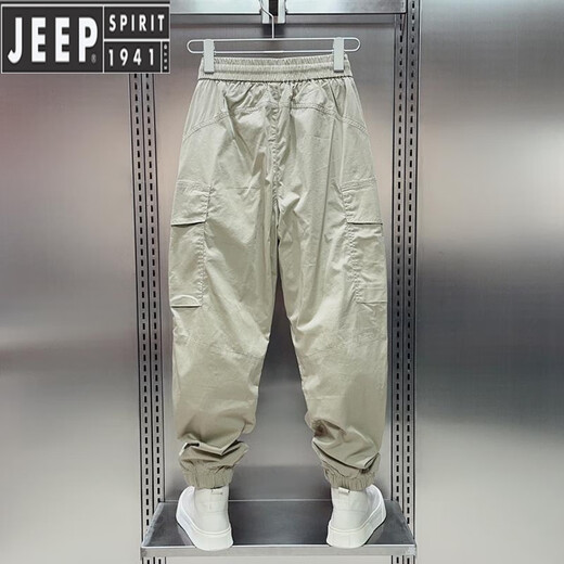 JEEP SPIRIT2025夏季新款高端束脚工装裤男士宽松痞帅薄款百搭哈伦休闲运动裤 灰色 H25-11 2XL