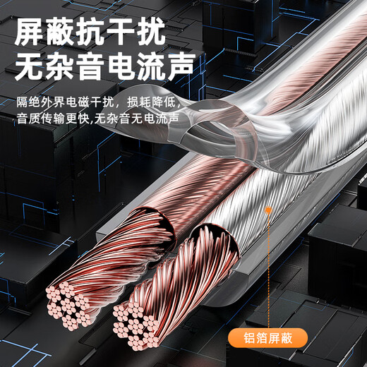 毕亚兹 发烧级纯铜音频线 音响线 音箱线 喇叭线 发烧级 增强型屏蔽抗干扰 纯铜50芯 10米