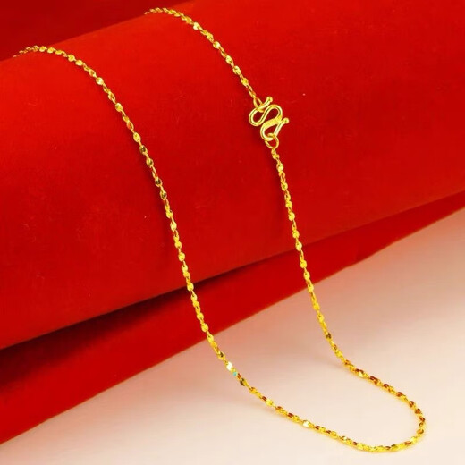 Wanmu gold necklace new style 999 pure gold baby's breath chain sparkling fine gold-plated necklace women's clavicle chain baby's breath necklace 4.52g
