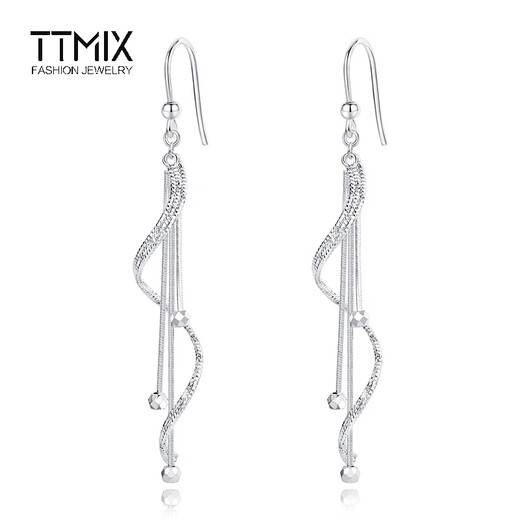 TTMIX long tassel platinum earrings for women pt950 elegant and romantic platinum ear hooks for girlfriend, ready stock 4.5-4.7g
