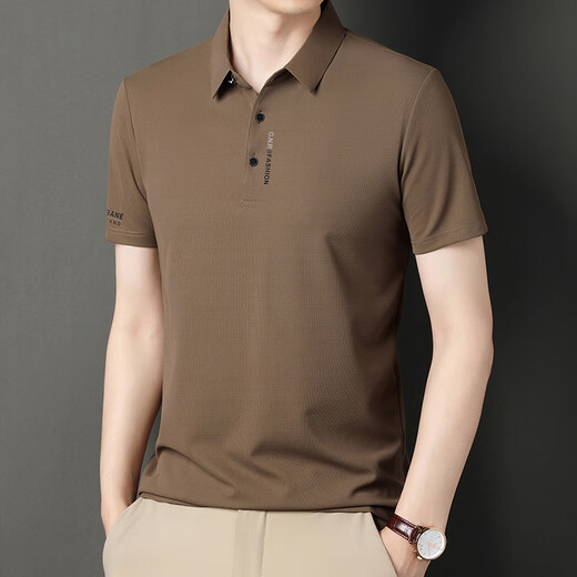 皮尔卡丹（pierre cardin）短袖T恤男2025夏季新款冰丝polo领商务休闲纯色半袖衫父亲节礼物 JS-677黑色 XL