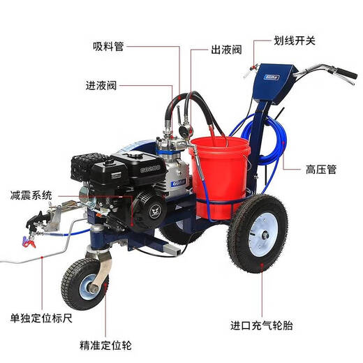 倪之尔定制冷喷划线机道路马路小区停车场学校画线驾校油漆划线标线机画 695款划线机(绿田动力铝泵头)