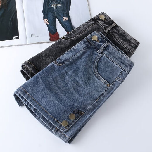 
Xianxiu high waist slim jean shorts for women, new style 6629 [Blue-High Quality] S Suggested/95Jin[Jin equals 0.5 kg] or less