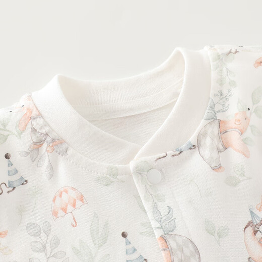 【四季爬服】新生儿衣服婴儿连体衣春秋季宝宝纯棉无骨长袖哈衣 森林物语对开连体衣 73cm