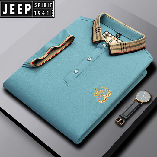 JEEP SPIRIT2025男装夏季新款短袖T恤男潮牌高端纯色刺绣时尚翻领polo衫男士 897白色 4XL 58/195适合200-220斤