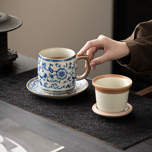 Xin Yu Li Ru Kiln Tea Cup Tea Water Separation Father's Birthday Gift Men's Father Teacher Souvenir Gift Souvenir