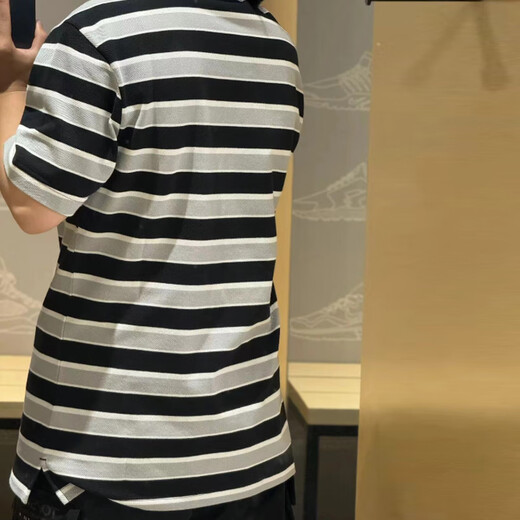 耐克（NIKE）短袖T恤男士2025夏季新款运动服针织翻领POLO衫上衣商务半袖 纯棉FN3897-010黑白条纹 L