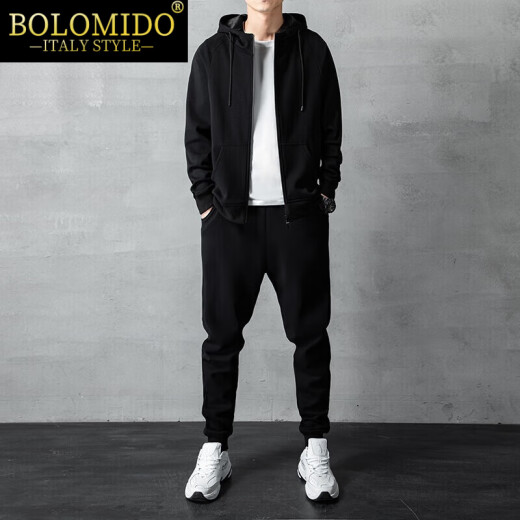 Bolomido高端奢侈品男装高档运动套装男士春秋季新款开衫卫衣外套两件套 N0711灰色套装 4XL