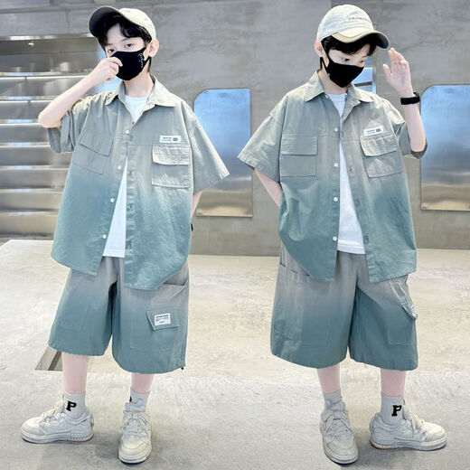 Hualin Fashion Boys Vêtements d'été 2025 chemise à manches courtes beau style k681-léger costume 150 hauteur recommandée d'environ 145 cm