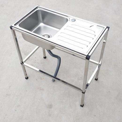 Yeyu commercial household stainless steel sink with stand kitchen single and double sink washing dishes and vegetables wash basin with platform canteen rental house length 75 width 40 height 75 without faucet