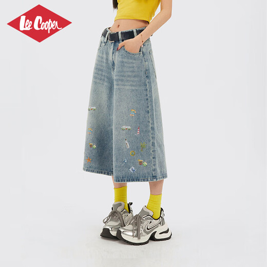 Lee Cooper Lee Cooper pantalones cortos de mezclilla de alta gama pantalones cortos para mujer verano 2025 nueva marca pantalones de verano pantalones casuales mujer azul claro M