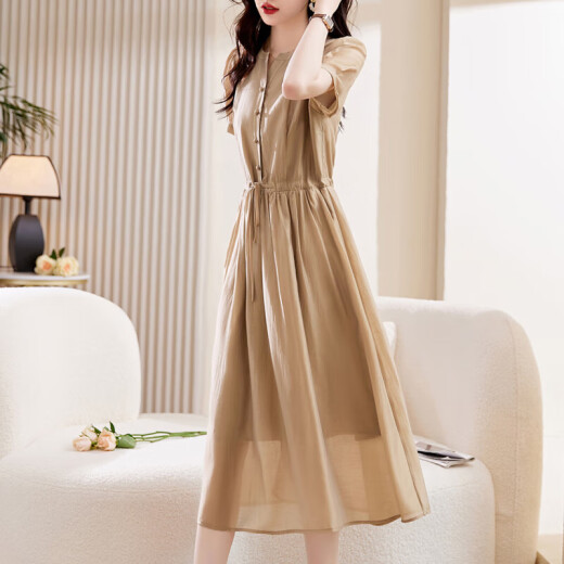 Olj Light Luxury Brand-Kleid für Frauen im Sommer 2025 neuer Stil, hüftrütetes und schlankes cooles und komfortables Rock. Grau XL 120-130jin [Jin ist 0,5 kg]