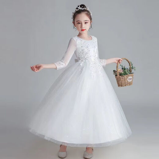 童槐儿童走秀礼服高端主持人公主裙花童婚礼小女孩洋气女童生日蓬蓬纱 826香槟色带皇冠关注优先发货 110