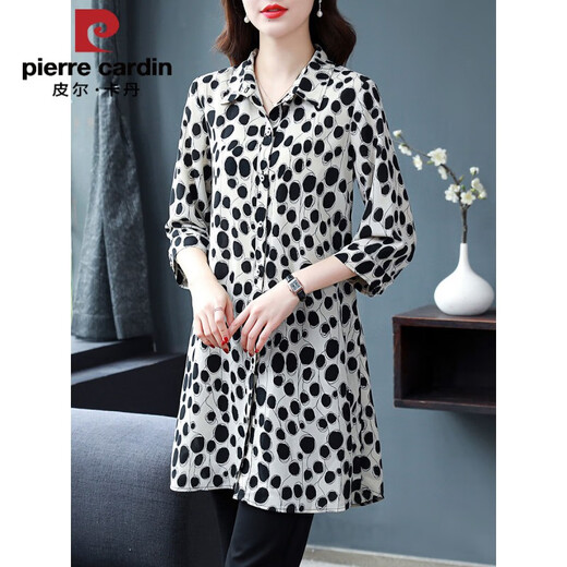 Camisa de longitud media de gasa Piercadan para tapa de manga de 7 cuartos para mujeres para el verano de moda de moda de gran tamaño de mediana edad