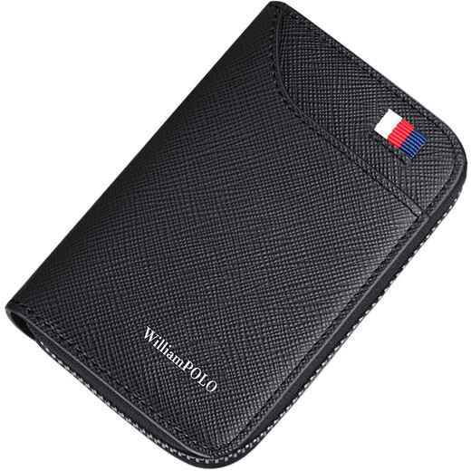 Williampolo Kaiser Paul Card Bag Herren neuer Lederkartenbeutel Brieftasche mit großer Kapazität Access Control Card Hülle Multi-Card-Kartenbeutel 9 Karten-Schwarze Kreuzmuster