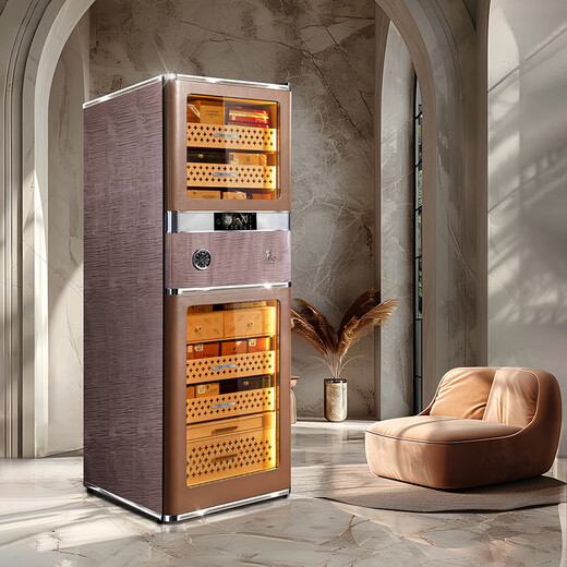 Meijing (raching) RR980 WIFI smart horizontal line constant temperature cigar cabinet temperature control humidity cigar humidifier home Tenida Brown 580L