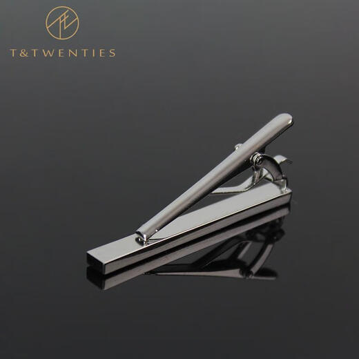 T&TwentiesForeverwithyou男士商务领带夹男款结婚领带夹子固定扣领夹呔夹 【领带夹+8cm宽黑色真丝领带】AS