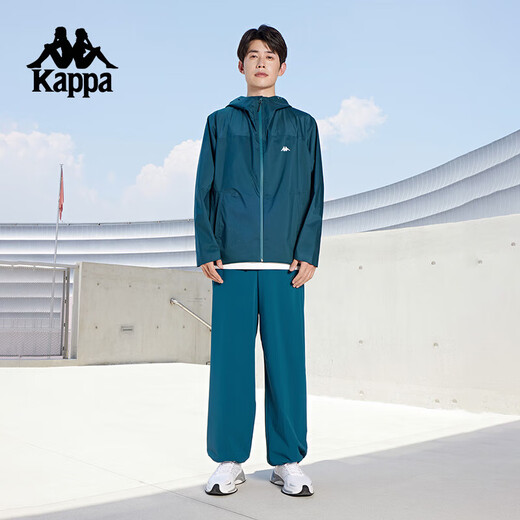 卡帕（Kappa）背靠背防泼水防风衣户外运动外套男连帽夹克休闲上 青藤绿-3937 XL