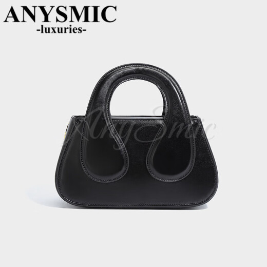 ANYSMIC奢侈高端品牌包包女包小众设计感贝壳手提包情人节礼物送老婆 黑色