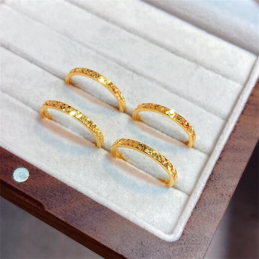 DL 1998 Fat Donglai same style color gold ring for women, light luxury, sparkling, crushed ice and crushed gold, 2025 internet celebrity starry sky, 18k crushed gold ring, US size 8 2.5mm