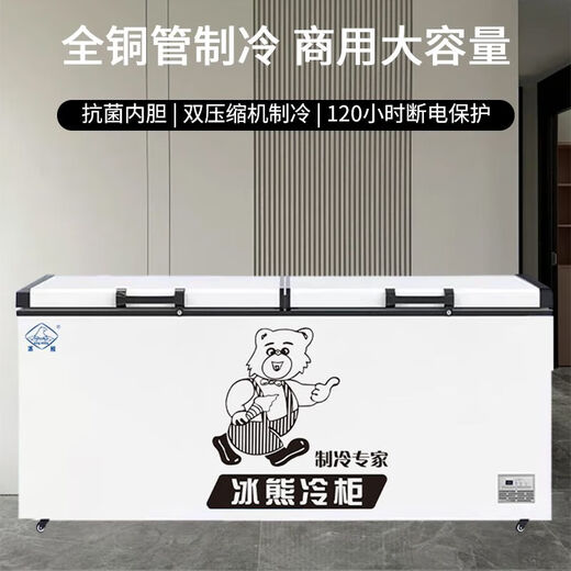 冰熊（bingxiong）冰柜商用省电王家用冰箱铜管大容量双温冷冻冷藏双门卧式冷柜 BC/BD-1098