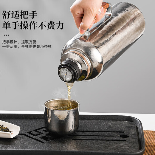 Todemei pure titanium thermal kettle hot water kettle outdoor home car large capacity thermal insulation health stewing tea kettle Haoyueyin 1800ml