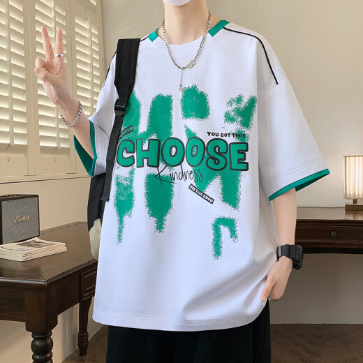 姿伟祺潮流短袖T恤男孩1215岁学生夏装青少大童半袖 695黑色(单件短袖) 品质升级 M 85-110斤左右
