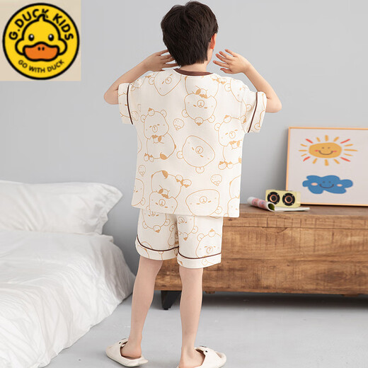 G. DUCKKIDS男童睡衣纯棉短袖卡皮巴拉2025超火两件套夏装儿童家居服大童套装 N694哪咤 165 cm/大童L码体重100-115斤拍