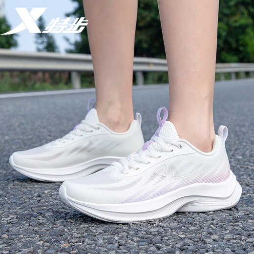 
Xtep women's shoes, sports shoes, women's summer mesh breathable soft sole running shoes, lightweight and versatile wear-resistant women's casual shoes, sail white/snow-green purple/flax sugar powder [Shop manager's recommendation] 37