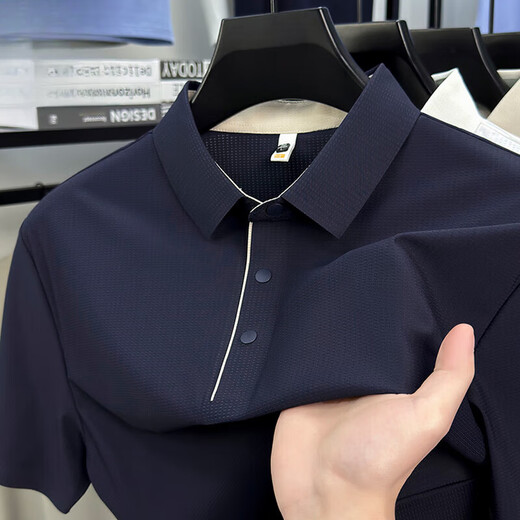 Gy Goldlion Sommer Traaceless kurzärmeliges Polo-Hemd für Herrengeschäft Casual Ice Seide atmungsaktiv einfach, vielseitigem Top Mzy/S15810 Rockgrau kurzärmelig Polo M 100-125jin [Jin gleich 0,5 kg]