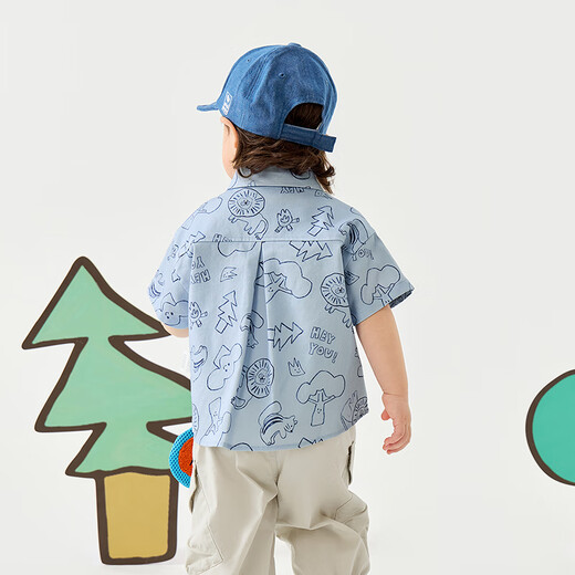 Mini Bara Mini Bara boys lyocell short-sleeved shirt summer new baby skin-friendly soft elastic thin top coffee color 00355 90