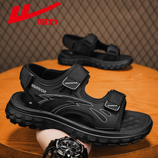 Huili Herrenschuhe Neue Sandalen Männer atmungsaktiven vielseitigen Strandschuhen Männer 1387 Black 41