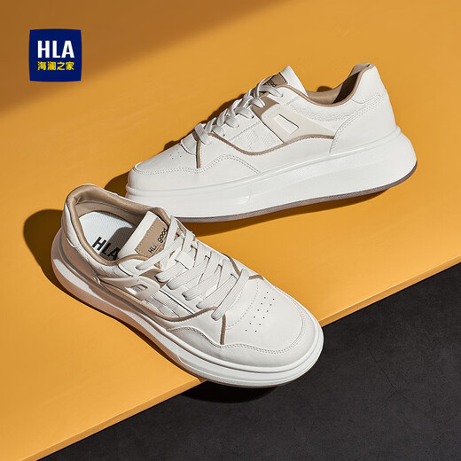 Hai Lan House HLA men's shoes breathable casual sneakers heightening white shoes men HAABXM2DFH181 white apricot 42