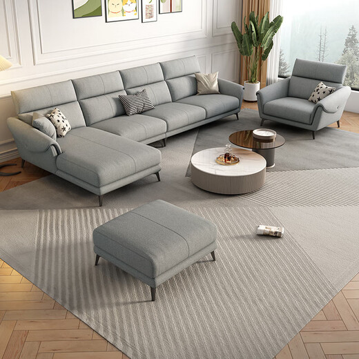 
Disney fabric sofa Italian light luxury cotton and linen small apartments in a straight row multi-person combination soft package living room furniture Y753# 2.2 meters three-person seat [Cotton and linen] down + sponge