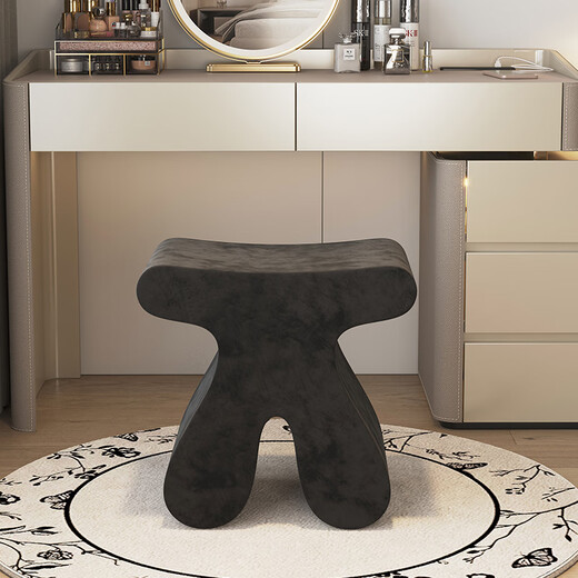 Airworthy original makeup stool bedroom chair makeup stool light luxury dressing stool high-end small stool dressing table stool seat off-white velvet shape 48*30*47